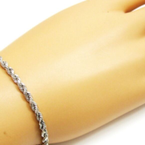 Dave, New, Not Worn, Unisex Silver Plated, Rope, 8" Bracelet - Picture 7 of 7